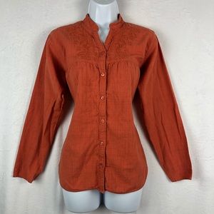 Woolrich Small Orange Button Front Embroider Top